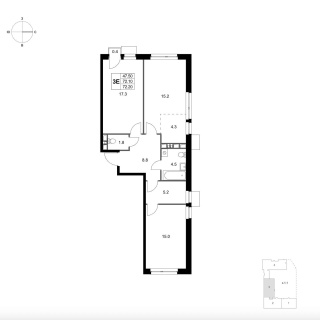 Объявление 3-к квартира, 72.2м2, 4/7 эт