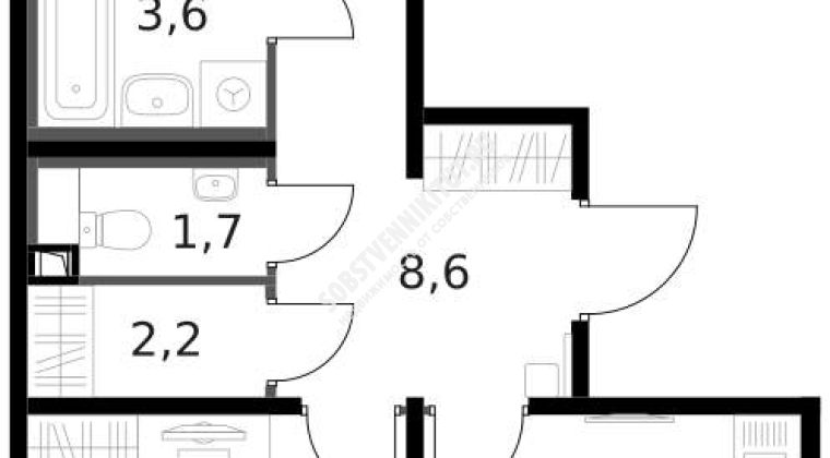 Объявление 2-к квартира, 59.7м2, 6/14 эт