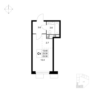 Объявление Студия, 23.3м2, 4/7 эт