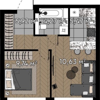 Объявление 2-к квартира, 36.03м2, 7/20 эт