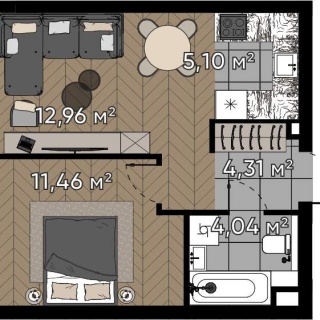 Объявление 2-к квартира, 37.87м2, 12/25 эт