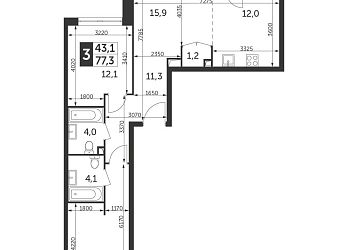 Объявление 3-к квартира, 77.3&nbsp;м&sup2;, 14/28 эт.