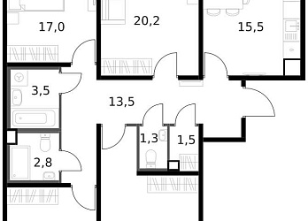 Объявление 4-к квартира, 109.9&nbsp;м&sup2;, 9/14 эт.
