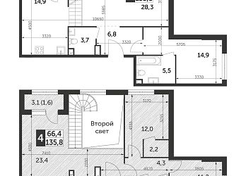 Объявление 4-к квартира, 135.8&nbsp;м&sup2;, 35/37 эт.
