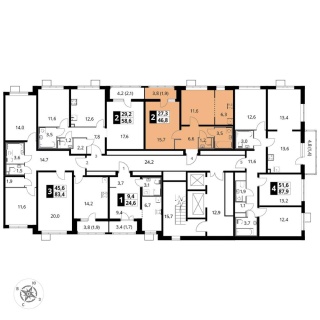 Объявление 2-к квартира, 46.9м2, 2/24 эт