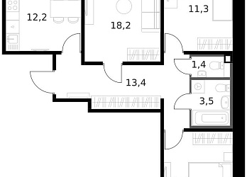 3-к квартира, 76.1 м², 13/14 эт. - 3029684 Объявление 3-к квартира, 76.1 м², 13/14 эт.