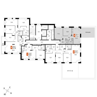 Объявление 3-к квартира, 72.8м2, 13/17 эт