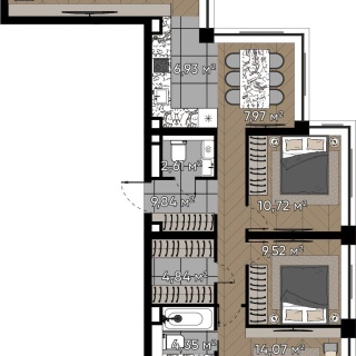 Объявление 5-к квартира, 90.53м2, 25/25 эт