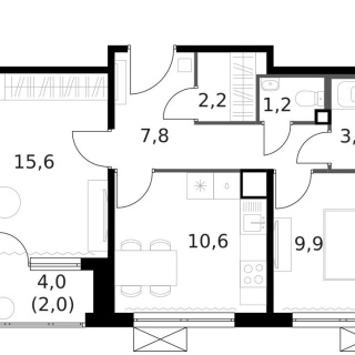 Объявление 2-к квартира, 53.2м2, 10/14 эт