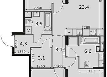 Объявление 3-к квартира, 84.3&nbsp;м&sup2;, 5/17 эт.