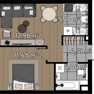 Объявление 2-к квартира, 37.87м2, 15/25 эт