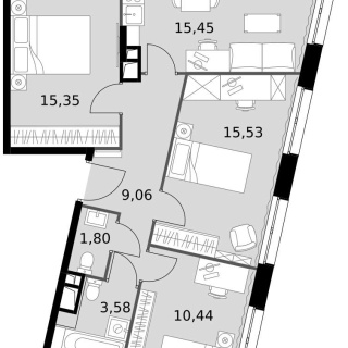 Объявление 3-к квартира, 71.21м2, 13/15 эт