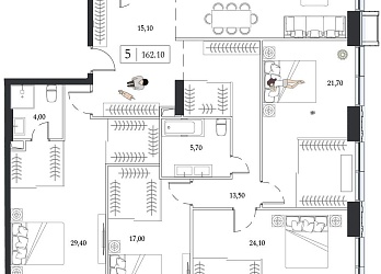 Объявление 5-к квартира, 162.1&nbsp;м&sup2;, 21/24 эт.