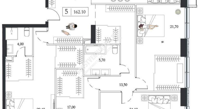 Объявление 5-к квартира, 162.1м2, 21/24 эт