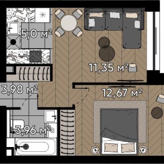 Объявление 2-к квартира, 36.96м2, 9/16 эт