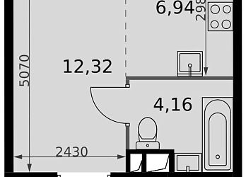 Объявление Студия, 23.4&nbsp;м&sup2;, 8/15 эт.