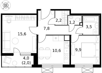 Объявление 2-к квартира, 53.2&nbsp;м&sup2;, 7/14 эт.