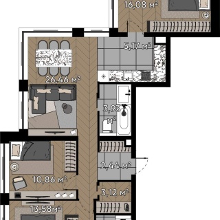 Объявление 4-к квартира, 85.16м2, 21/25 эт