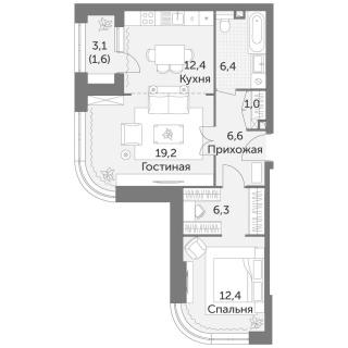 Объявление 2-к квартира, 65.9м2, 20/47 эт