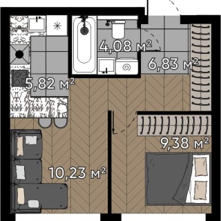 Объявление 2-к квартира, 36.34м2, 13/16 эт