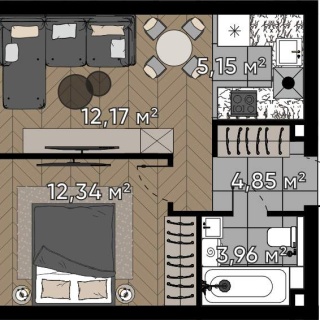 Объявление 2-к квартира, 38.47м2, 7/16 эт