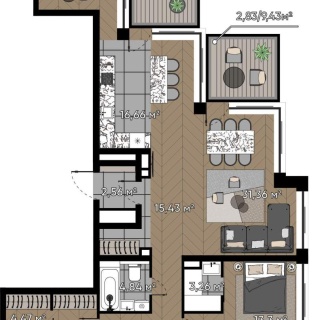 Объявление 5-к квартира, 157.37м2, 15/16 эт