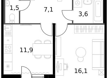 Объявление 1-к квартира, 42.2&nbsp;м&sup2;, 13/14 эт.