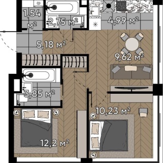 Объявление 3-к квартира, 50.36м2, 4/25 эт