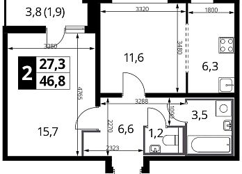 2-к квартира, 46.9 м², 2/24 эт. - 3029529 Объявление 2-к квартира, 46.9 м², 2/24 эт.