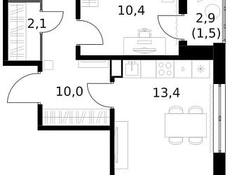 Объявление 3-к квартира, 68.3&nbsp;м&sup2;, 7/13 эт.