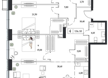 Объявление 4-к квартира, 136.1&nbsp;м&sup2;, 20/24 эт.