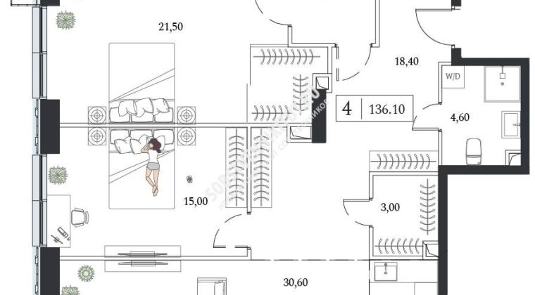 Объявление 4-к квартира, 136.1м2, 20/24 эт