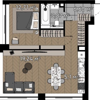 Объявление 2-к квартира, 47.6м2, 3/20 эт