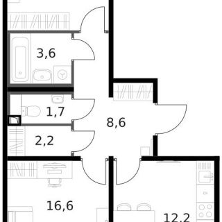 Объявление 2-к квартира, 59.7м2, 6/14 эт
