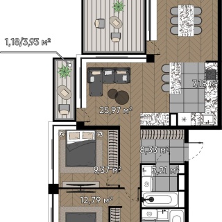 Объявление 3-к квартира, 75.74м2, 11/16 эт
