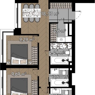 Объявление 4-к квартира, 92.85м2, 14/16 эт