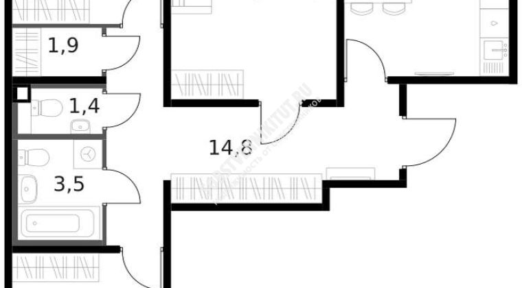 Объявление 3-к квартира, 84.1м2, 11/14 эт