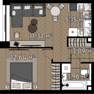 Объявление 2-к квартира, 36.96м2, 16/20 эт