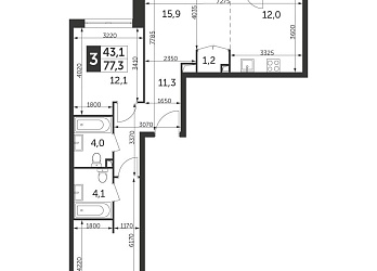 Объявление 3-к квартира, 77.3&nbsp;м&sup2;, 14/28 эт.