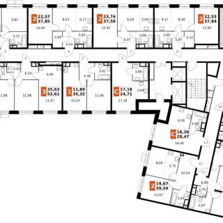 Объявление 3-к квартира, 71.21м2, 13/15 эт