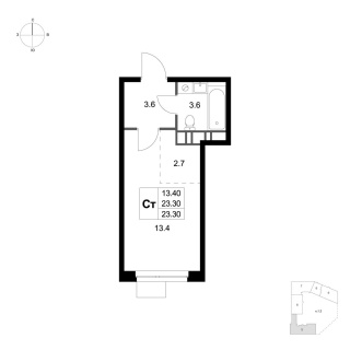 Объявление Студия, 23.3м2, 6/7 эт