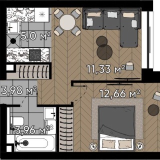 Объявление 2-к квартира, 36.93м2, 8/16 эт