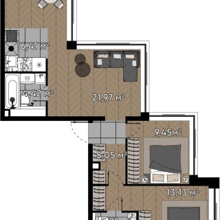 Объявление 3-к квартира, 63.75м2, 12/16 эт