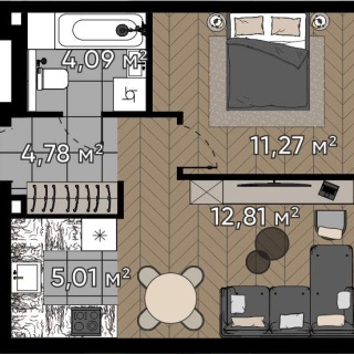 Объявление 2-к квартира, 37.96м2, 15/20 эт