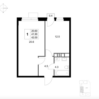 Объявление 1-к квартира, 42м2, 5/7 эт