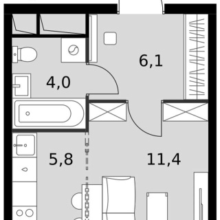 Объявление Студия, 27.3м2, 8/16 эт