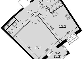 Объявление 1-к квартира, 42.7&nbsp;м&sup2;, 9/16 эт.