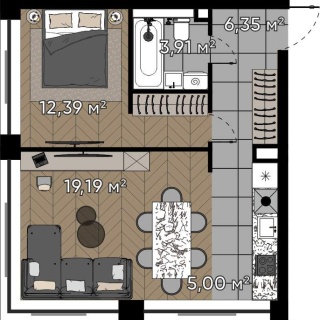 Объявление 2-к квартира, 46.84м2, 11/16 эт