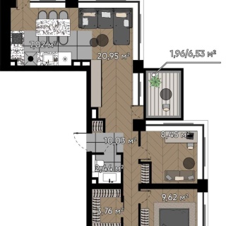 Объявление 4-к квартира, 86.93м2, 13/16 эт