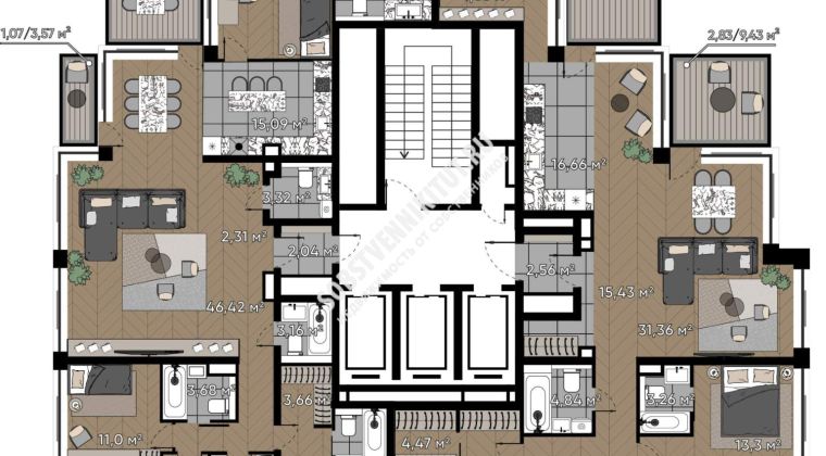 Объявление 5-к квартира, 167.43м2, 15/16 эт